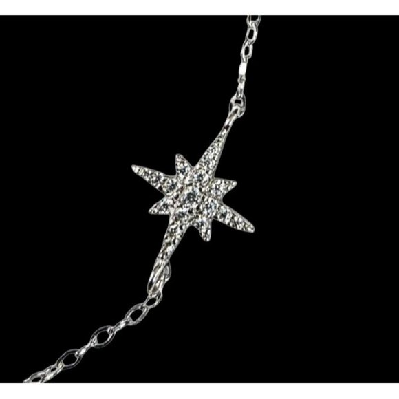New Tocara Sterling Silver Starburst Pendant Necklace DiAmi Crystal Cluster Star - Picture 7 of 13